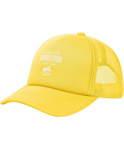 Because I'm Director Cap Mens Womens Dad Hat Black Summer Mesh Cap Adjustable Yellow $11.04 Baseball Caps