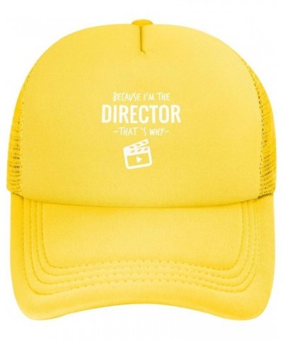 Because I'm Director Cap Mens Womens Dad Hat Black Summer Mesh Cap Adjustable Yellow $11.04 Baseball Caps