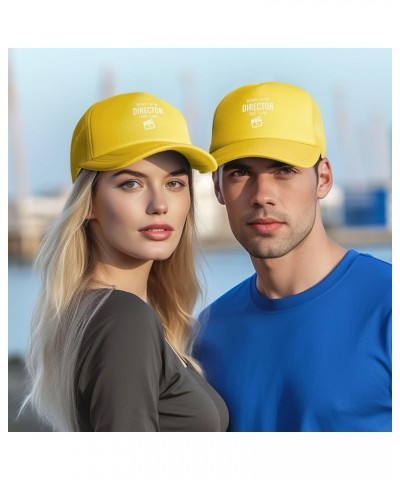 Because I'm Director Cap Mens Womens Dad Hat Black Summer Mesh Cap Adjustable Yellow $11.04 Baseball Caps