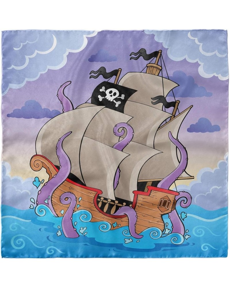 Octopus Head Scarf, Tentacles and Pirate Ship, Hair Wrap Lilac and Multicolor $17.97 Scarves