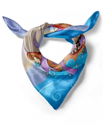 Octopus Head Scarf, Tentacles and Pirate Ship, Hair Wrap Lilac and Multicolor $17.97 Scarves