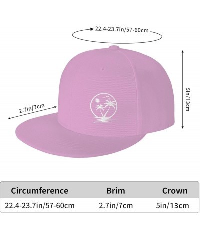 Beach Palm Trees Hats for Men Women Adjustable Flat Brim Bill Baseball Cap Trendy Hip Hop Trucker Hat Black Pink $10.21 Baseb...