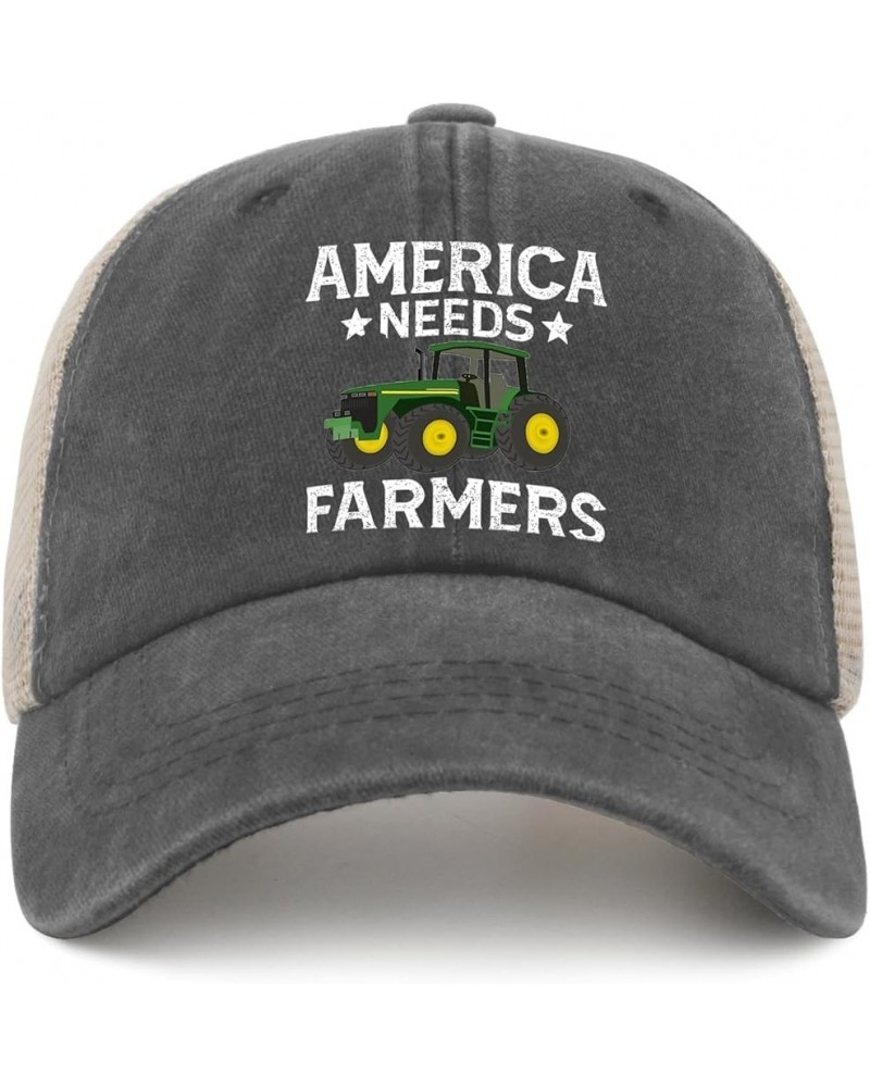 American Farmer Cap America Needs Farmers Hat for Men Baseball Hats Adjustable Caps Gray022 $8.39 Baseball Caps