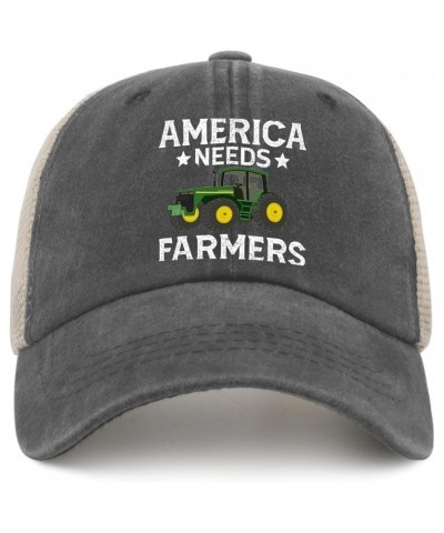 American Farmer Cap America Needs Farmers Hat for Men Baseball Hats Adjustable Caps Gray022 $8.39 Baseball Caps