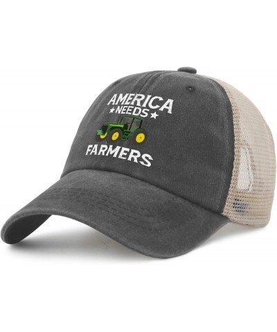 American Farmer Cap America Needs Farmers Hat for Men Baseball Hats Adjustable Caps Gray022 $8.39 Baseball Caps