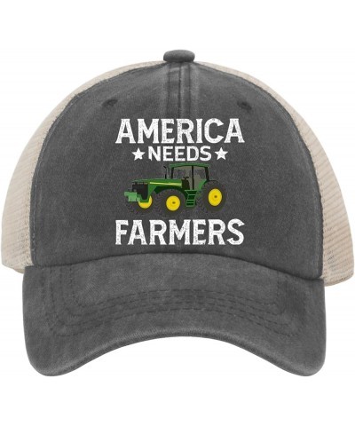 American Farmer Cap America Needs Farmers Hat for Men Baseball Hats Adjustable Caps Gray022 $8.39 Baseball Caps