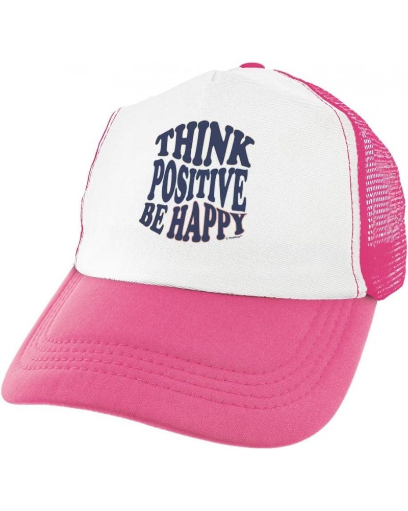 Think Positive Be Happy Trucker Hat 1 Pink $17.33 Baseball Caps