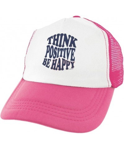 Think Positive Be Happy Trucker Hat 1 Pink $17.33 Baseball Caps