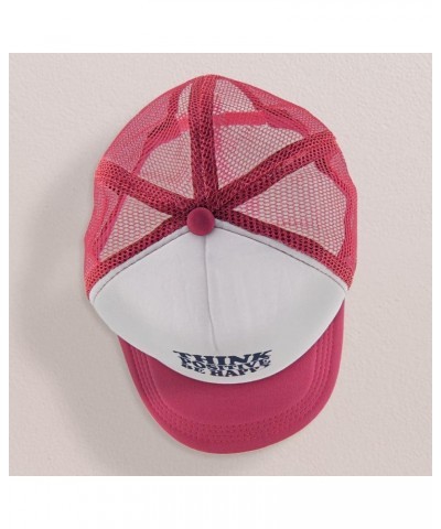 Think Positive Be Happy Trucker Hat 1 Pink $17.33 Baseball Caps