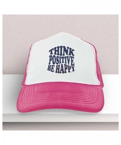 Think Positive Be Happy Trucker Hat 1 Pink $17.33 Baseball Caps