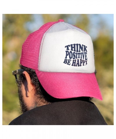 Think Positive Be Happy Trucker Hat 1 Pink $17.33 Baseball Caps