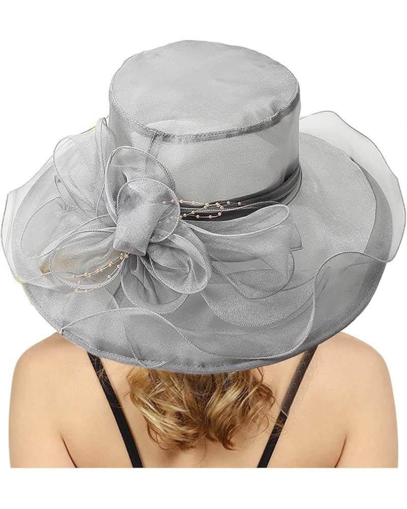 Kentucky Church Derby Hats Womens Church Derby Wide Brim Sun Hat Sister Tea Party Headwear Bridal Wedding Fascinator Grey $8....