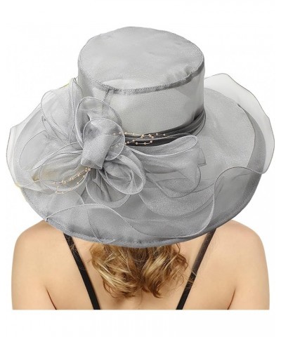 Kentucky Church Derby Hats Womens Church Derby Wide Brim Sun Hat Sister Tea Party Headwear Bridal Wedding Fascinator Grey $8....