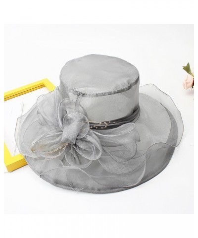 Kentucky Church Derby Hats Womens Church Derby Wide Brim Sun Hat Sister Tea Party Headwear Bridal Wedding Fascinator Grey $8....