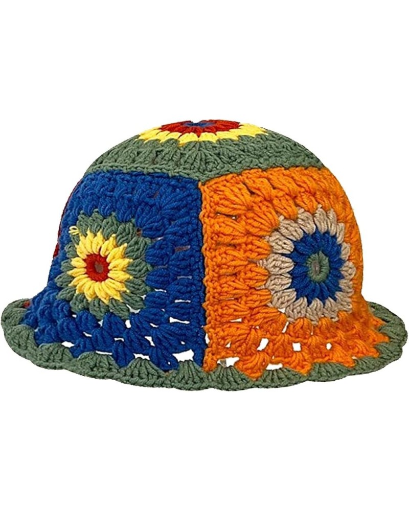 Crochet Bucket Hat for Women Crochet Hat Handmade Knitted Hat Foldable Floral Crochet Beanie Hat for Women Girls Outdoor Mult...