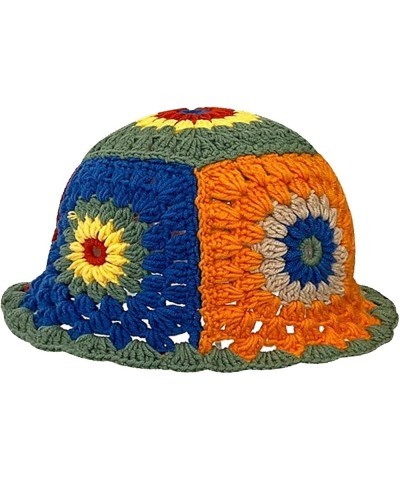 Crochet Bucket Hat for Women Crochet Hat Handmade Knitted Hat Foldable Floral Crochet Beanie Hat for Women Girls Outdoor Mult...