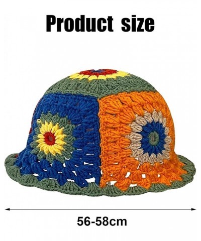 Crochet Bucket Hat for Women Crochet Hat Handmade Knitted Hat Foldable Floral Crochet Beanie Hat for Women Girls Outdoor Mult...