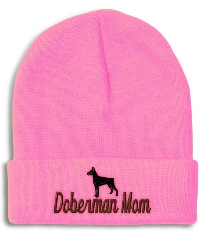 Beanies for Men Doberman Mom Embroidery Dogs Dog Lover Winter Hats for Women Acrylic Skull Cap 1 Size Soft Pink Personalized ...