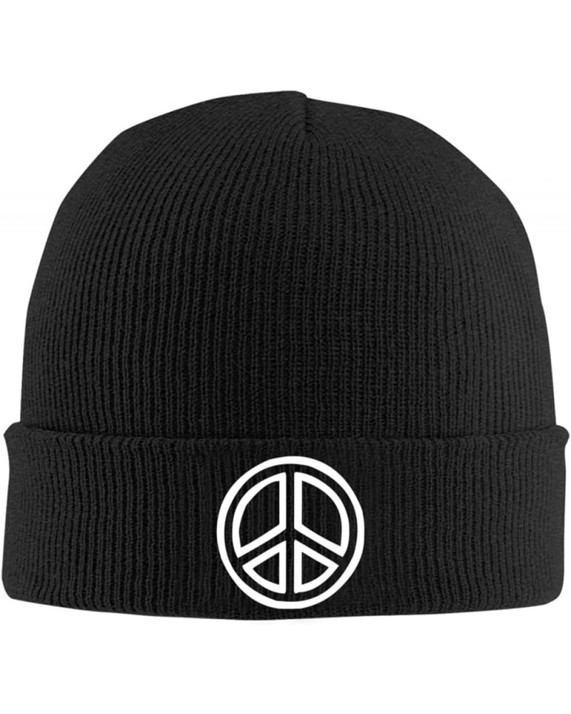 Peace Sign Beanie Hat Men Winter Warm Hat Women Knit Stocking Hat Slouchy Skull Cap Knitted Hat Black Black $11.54 Skullies &...