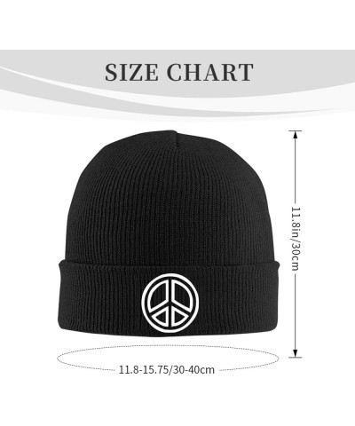 Peace Sign Beanie Hat Men Winter Warm Hat Women Knit Stocking Hat Slouchy Skull Cap Knitted Hat Black Black $11.54 Skullies &...