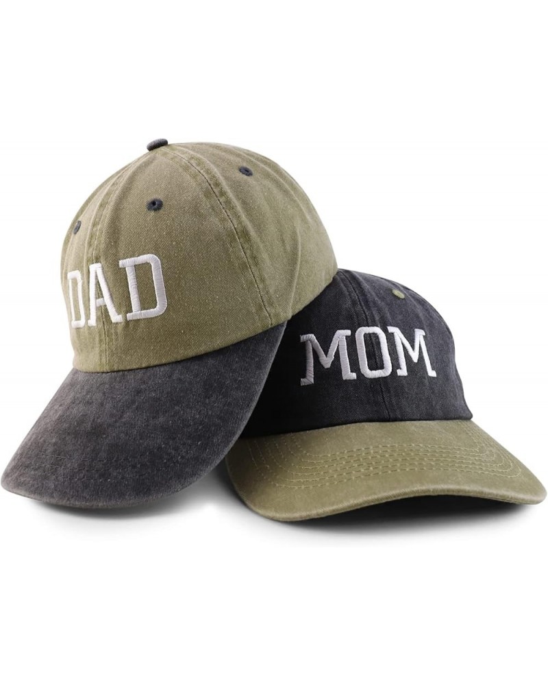 Capital Mom and Dad Pigment Dyed Couple 2 Pc Cap Set Black Khaki Khaki Black $16.49 Baseball Caps