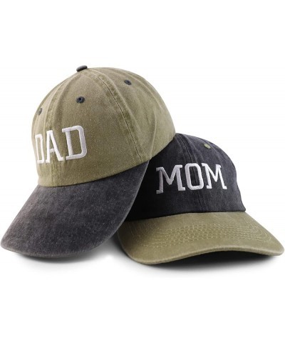 Capital Mom and Dad Pigment Dyed Couple 2 Pc Cap Set Black Khaki Khaki Black $16.49 Baseball Caps