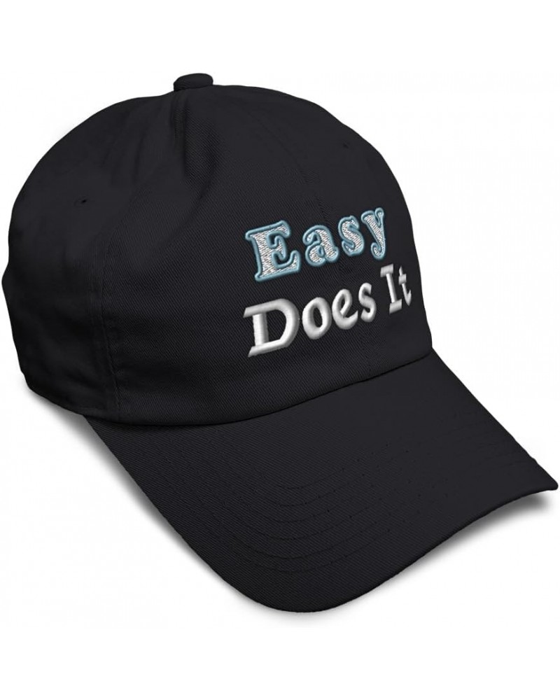 Soft Baseball Cap Easy Does It Cotton Dad Hats for Men & Women Black $13.34 Baseball Caps