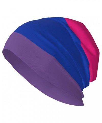 Bi Feminine Masculine Leaning Pride Flag Beanie Skull Cap Warm Knit Slouchy Hat for Women Men Black $14.56 Skullies & Beanies