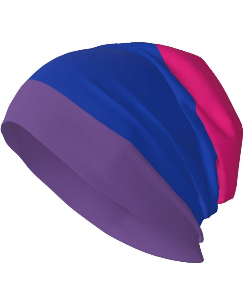 Bi Feminine Masculine Leaning Pride Flag Beanie Skull Cap Warm Knit Slouchy Hat for Women Men Black $14.56 Skullies & Beanies