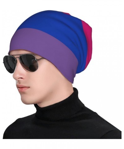 Bi Feminine Masculine Leaning Pride Flag Beanie Skull Cap Warm Knit Slouchy Hat for Women Men Black $14.56 Skullies & Beanies