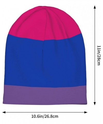 Bi Feminine Masculine Leaning Pride Flag Beanie Skull Cap Warm Knit Slouchy Hat for Women Men Black $14.56 Skullies & Beanies