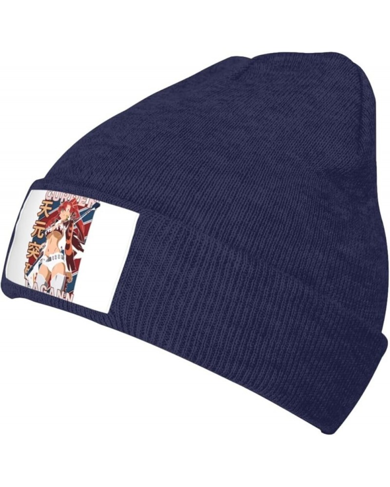 Gurren Anime Lagann Knit Hat Winter Ski Warm Knitted Caps Plain Cuffed Beanie for Men Women Black Navy Blue $10.70 Skullies &...