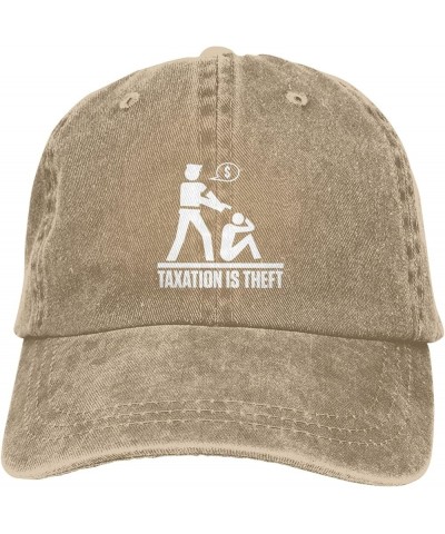 Taxation is Theft Ponytail Baseball Cap Vintage Denim Cowboy Hat Washed Trucker Hats Natural $8.74 Baseball Caps