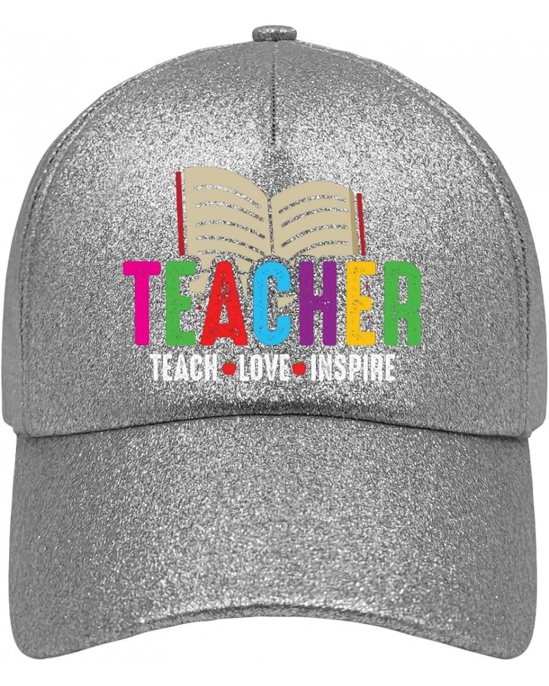 Cowboy hat Teacher teachs Love Inspires Men's Sun hat Mens Running hat Gifts for Her Outdoor Hats Silver Color $9.27 Cowboy Hats