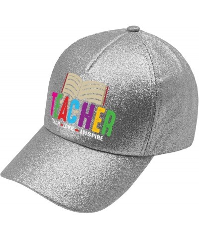 Cowboy hat Teacher teachs Love Inspires Men's Sun hat Mens Running hat Gifts for Her Outdoor Hats Silver Color $9.27 Cowboy Hats