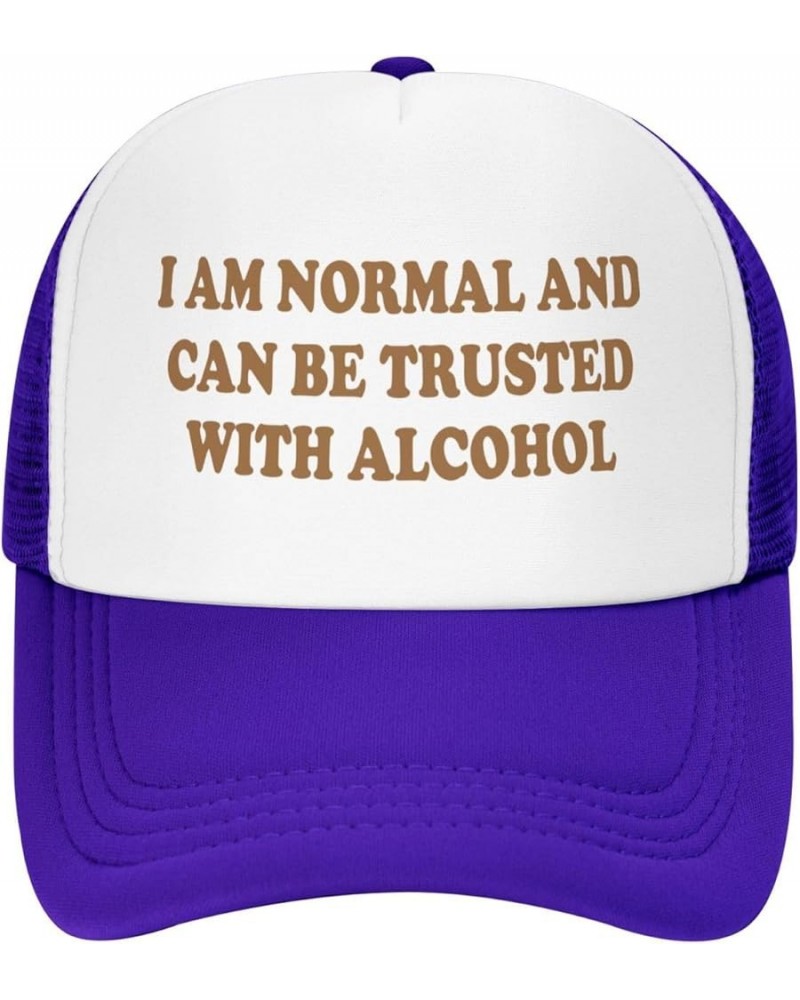 I-Am-Normal and Can Be Trusted with Alcohol-Trucker Hat Funny Hats Snapback Baseball Caps Pools Party Gifts Purple Trucker Ha...