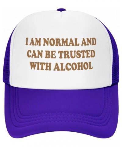 I-Am-Normal and Can Be Trusted with Alcohol-Trucker Hat Funny Hats Snapback Baseball Caps Pools Party Gifts Purple Trucker Ha...