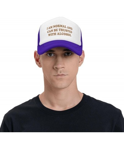 I-Am-Normal and Can Be Trusted with Alcohol-Trucker Hat Funny Hats Snapback Baseball Caps Pools Party Gifts Purple Trucker Ha...