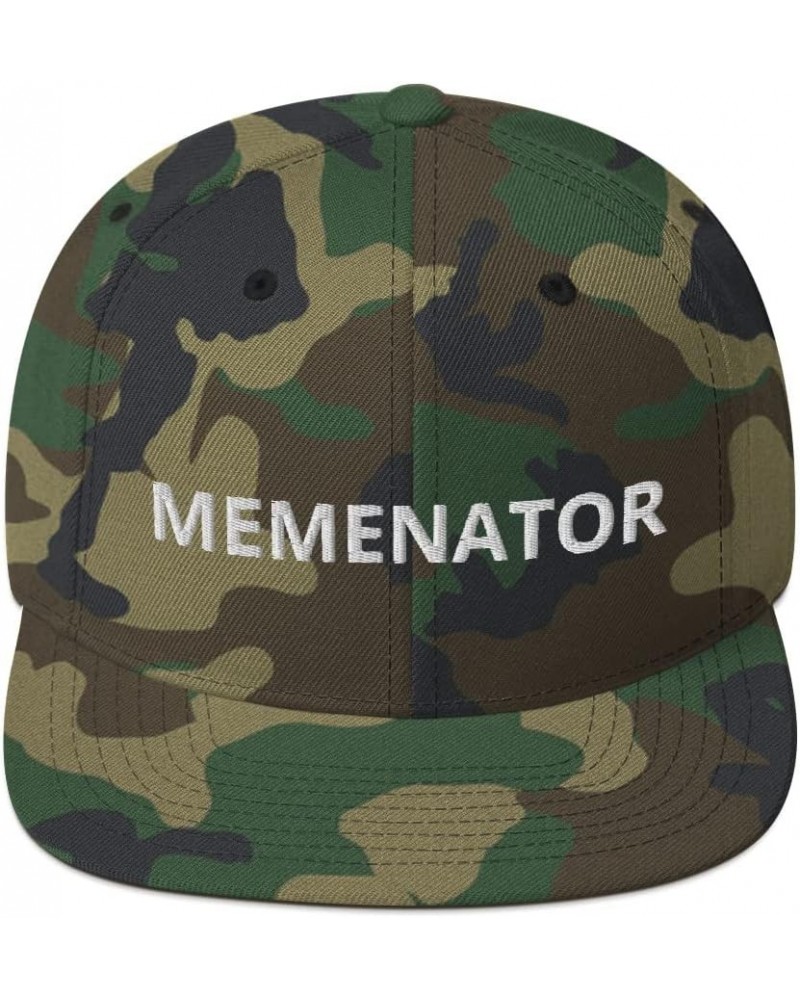 Memenator Funny Meme Lover Flatbrim Flat Brim Snapback Hat Cap Green Camo $14.53 Baseball Caps