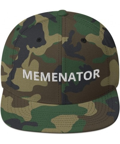 Memenator Funny Meme Lover Flatbrim Flat Brim Snapback Hat Cap Green Camo $14.53 Baseball Caps