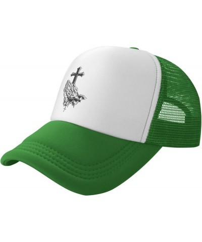 Jesus Cross Baseball Caps for Men Women Dad Gifts Adjustable Jesus Christ Hat Trucker Hat Snapback Hat Green $9.59 Baseball Caps