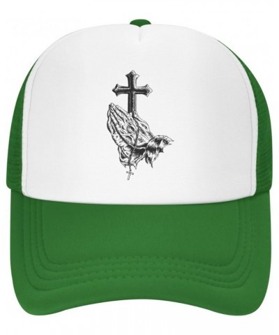 Jesus Cross Baseball Caps for Men Women Dad Gifts Adjustable Jesus Christ Hat Trucker Hat Snapback Hat Green $9.59 Baseball Caps