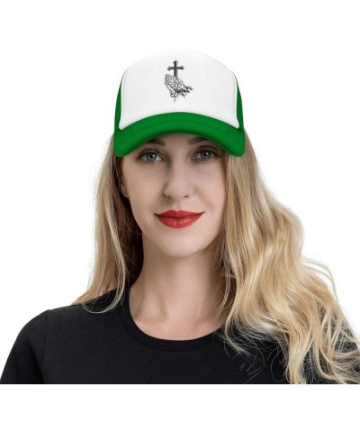 Jesus Cross Baseball Caps for Men Women Dad Gifts Adjustable Jesus Christ Hat Trucker Hat Snapback Hat Green $9.59 Baseball Caps