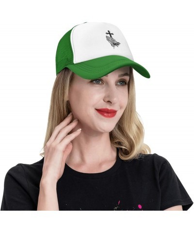 Jesus Cross Baseball Caps for Men Women Dad Gifts Adjustable Jesus Christ Hat Trucker Hat Snapback Hat Green $9.59 Baseball Caps