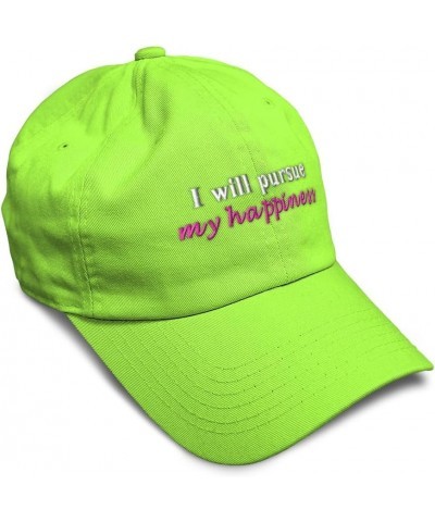 Soft Baseball Cap I Will Pursue My Happiness Cotton Dad Hats for Men & Women Lime $12.60 Baseball Caps