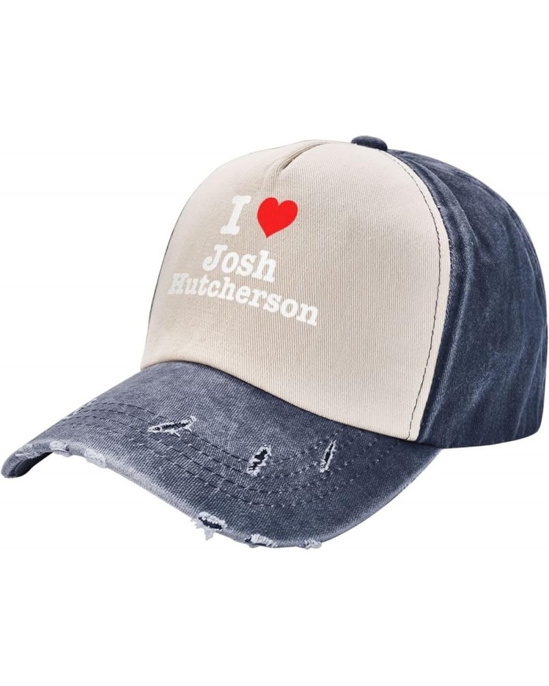 I Love Josh Hutcherson Distressed Baseball Cap for Women Graphic Washed Denim Adjustable Strapback Baseball Caps Navy Blue $9...