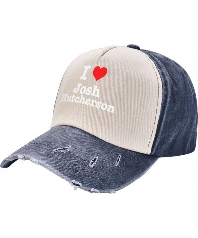 I Love Josh Hutcherson Distressed Baseball Cap for Women Graphic Washed Denim Adjustable Strapback Baseball Caps Navy Blue $9...