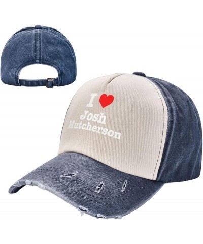 I Love Josh Hutcherson Distressed Baseball Cap for Women Graphic Washed Denim Adjustable Strapback Baseball Caps Navy Blue $9...