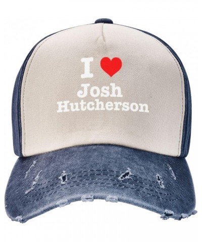 I Love Josh Hutcherson Distressed Baseball Cap for Women Graphic Washed Denim Adjustable Strapback Baseball Caps Navy Blue $9...