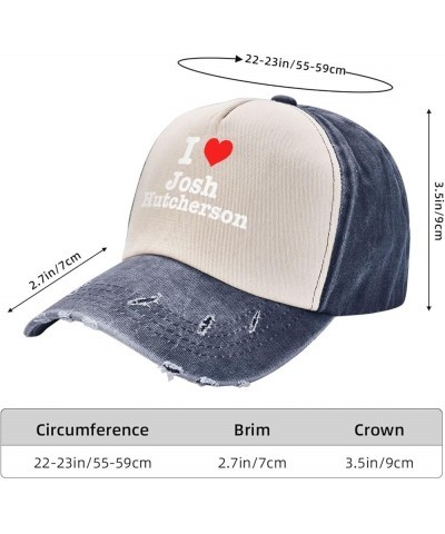 I Love Josh Hutcherson Distressed Baseball Cap for Women Graphic Washed Denim Adjustable Strapback Baseball Caps Navy Blue $9...